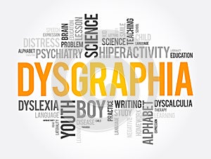 Dysgraphia word cloud collage, education concept