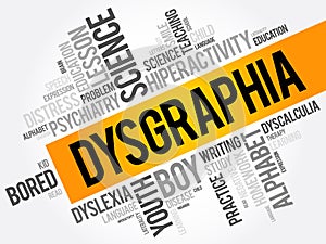 Dysgraphia word cloud collage, education concept background