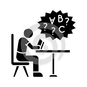 Dyslexia black glyph icon