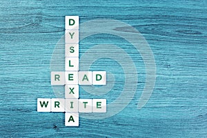 Dyslexia concept, word spelled out as crossword