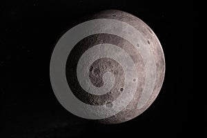 Dysnomia, moon of the dwarf planet Eris, rotating. 3d render