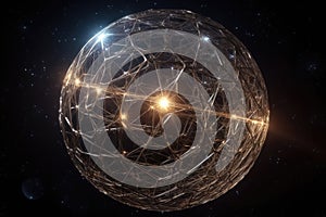 Dyson Sphere in space spans a star created with generative AI technology