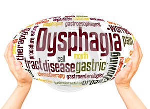 Dysphagia word cloud hand sphere concept photo