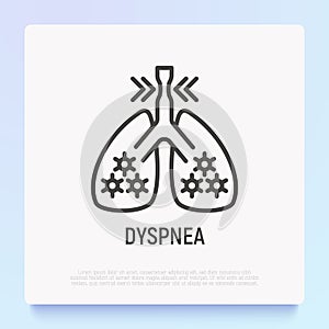 Dyspnea thin line icon. Modern vector illustration of shortness breathing in lungs