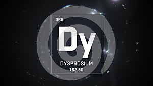 Dysprosium as Element 66 of the Periodic Table 3D illustration on silver background