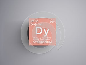 Dysprosium. Lanthanoids. Chemical Element of Mendeleev\'s Periodic Table. 3D illustration