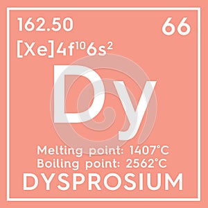 Dysprosium. Lanthanoids. Chemical Element of Mendeleev\'s Periodic Table. 3D illustration