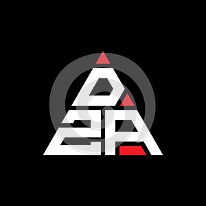 DZA triangle letter logo design with triangle shape. DZA triangle logo design monogram. DZA triangle vector logo template with red
