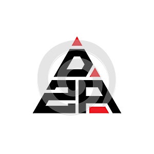 DZA triangle letter logo design with triangle shape. DZA triangle logo design monogram. DZA triangle vector logo template with red