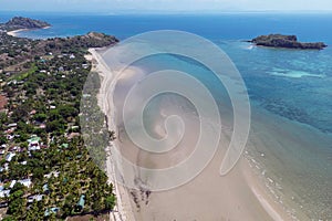 Dzamandzar town and beach on the island of Nosy in Madagascar