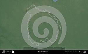 Dziarzynsk District outlined, Belarus. Physical