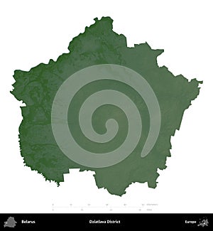 Dziatlava District, Belarus, isolated on white. Physical
