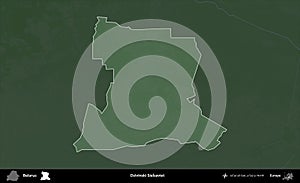 Dzivinski Sielsaviet highlighted, Belarus. Physical