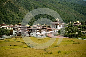 The Dzong Monastery in Bhutan Himalayas mountain