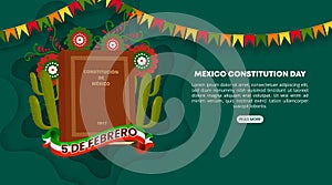 Dia de la constitucion de Mexico or Mexico Constitution Day background with the Mexican Constitution of 1917 and cutting paper photo