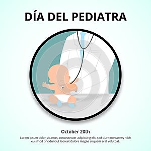 DÃÂ­a del pediatra or pediatrics day background with pediatrician examine a baby photo