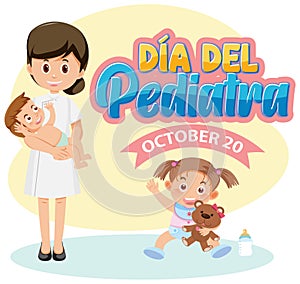 DÃÂ­a del Pediatra text with cartoon character photo