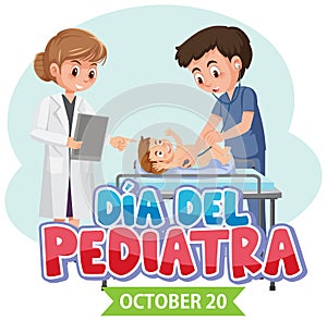 DÃ Â­a del Pediatra text with cartoon character photo