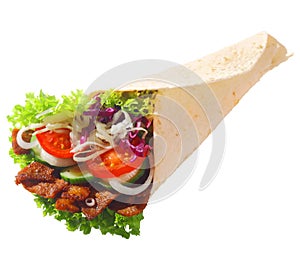 DÃÂ¶ner with fresh salad and meat photo