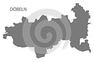 DÃ¶beln German city map grey illustration silhouette shape