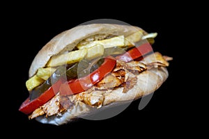 DÃ¶ner chicken sandwich or SandviÃ§ dÃ¶ner Isolated..