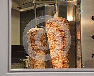 DÃ¶ner kebab meat skewer, popular fast food