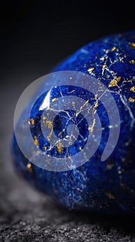 Deep Blue Mineral Macro with Golden Mineral Inclusions and Crystalline Texture â AI-Generated
