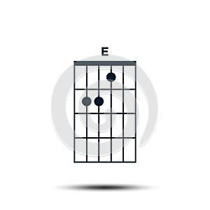 E, Basic Guitar Chord Chart Icon Vector Template