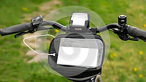 E bike with blank display and mobile display.