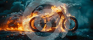 E-Bike Blaze: A Cautionary Tale of Battery Safety. Concept E-Bike Safety, Battery Management, photo