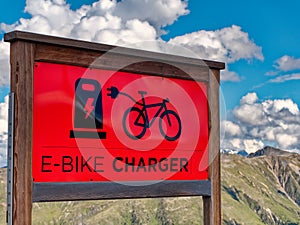 E-bike charger station on mountain in summer