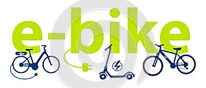 E-bike graphic with bike and scooter in vector quality.