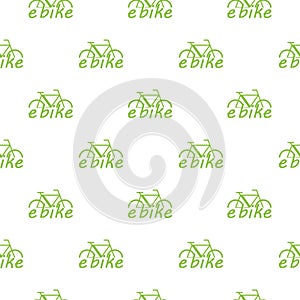 E bike logo design seamless pattern isolated on white background