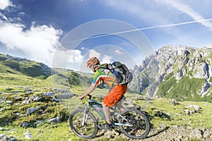 E bike rider mountain trail photo