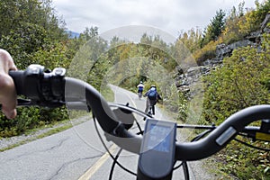 E-biking near Whistler Village, BC