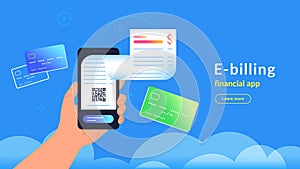 E-billing after payment by credit card via electronic wallet
