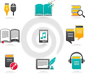 E-book, audiobook and literature icons - 1