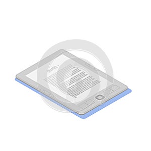 e-book isometric illustration in flat style. Isolated icon on white background