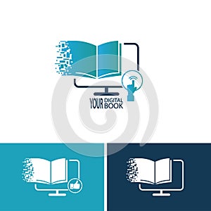 E-book logo design template. Digital books. Easy study. Distance learning.