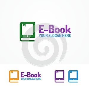 E-book logo set isolated on white background