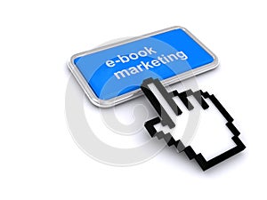 E-book marketing button on white