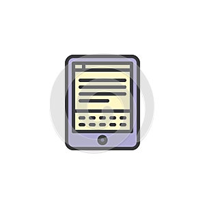 E-book reader filled outline icon