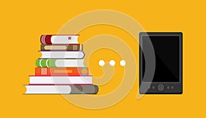 E-book reader and modern education by technology - vector flatstyle