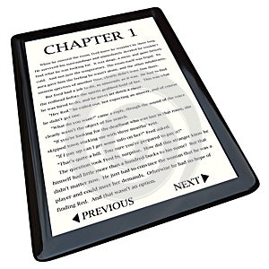 E-Book Reader with Novel on Screen