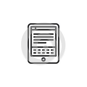 E-book reader outline icon