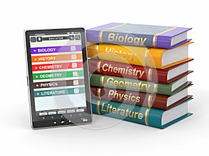E-book reader. Textbooks and tablet pc.