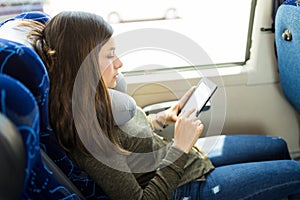 E-book Reading In Comfortable Bus Journey