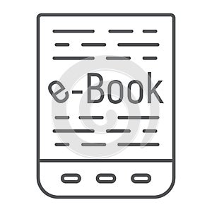 E book thin line icon, e learning and education