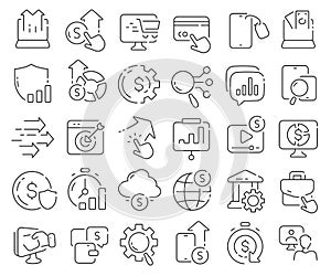 E-business line icons collection. Thin outline icons pack. Vector illustration eps10