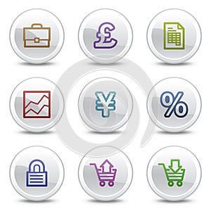 E-business web colour icons, white circle buttons
